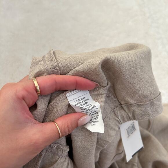 Allen Allen 100% Linen Skirt Beige Tiered Peasant Tie Waist Boho Casual Sz Small - Picture 6 of 6